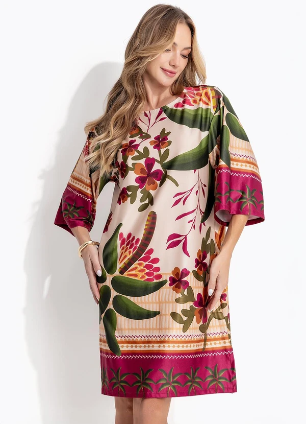 Quintess - Vestido Barrado Tropical em Malha Fria 7