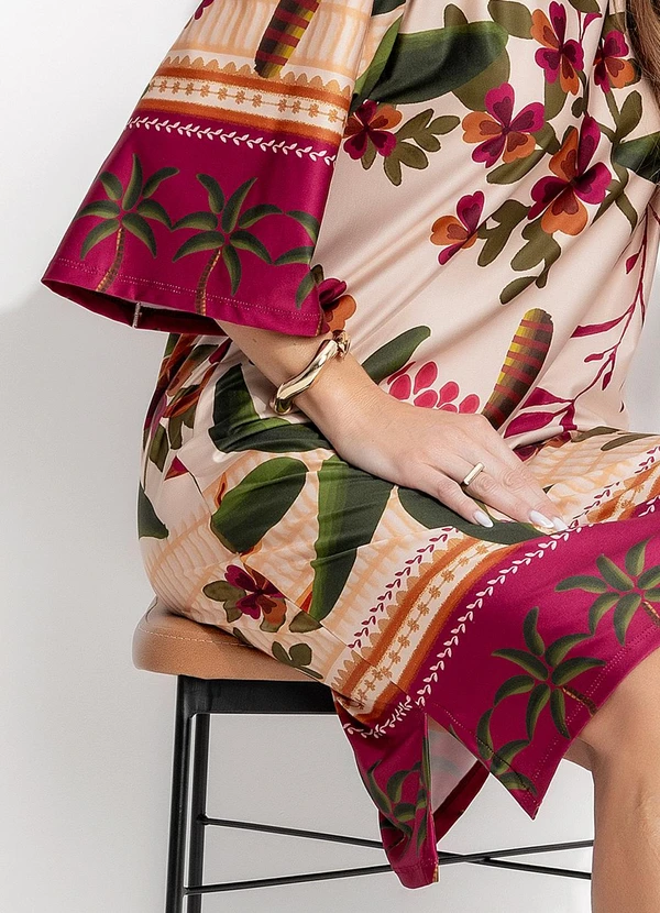Quintess - Vestido Barrado Tropical em Malha Fria 9