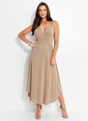 Vestido Bege Claro em Malha de Viscose