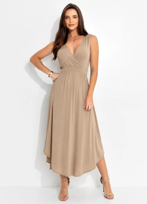 Quintess Vestido Bege Claro em Malha de Viscose