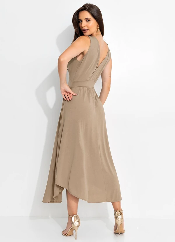 Quintess - Vestido Bege Claro em Malha de Viscose 2