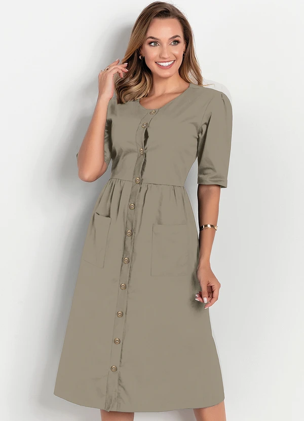 Vestido Midi Vestido Para Senhora EvangÃ©lica Rosalie Vestido Bege