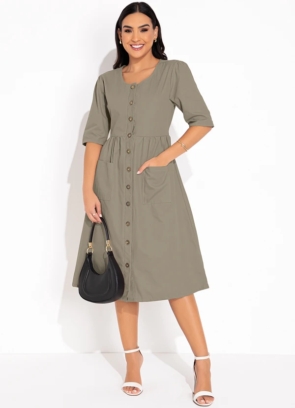 Rosalie - Vestido Bege com Bolsos 5