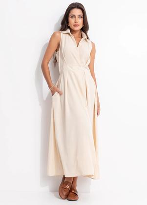 Vestido (Amarelo Manteiga) em Alfaiataria de Poli�ster