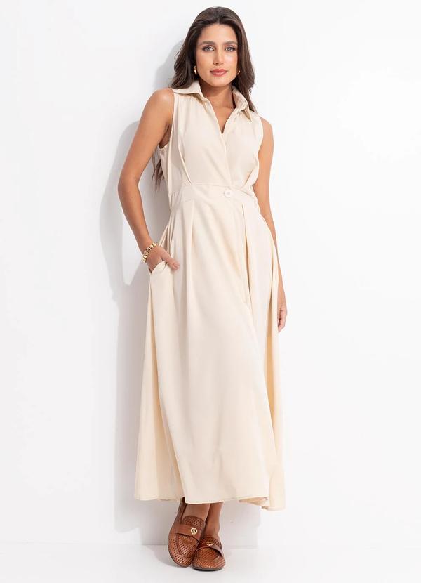 Vestido (Amarelo Manteiga) em Alfaiataria de Poli�ster