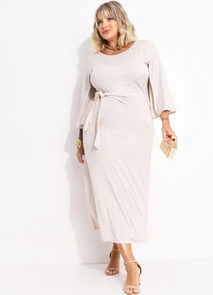 Quintess - Vestido Bege em Malha de Viscose - QUINTESS