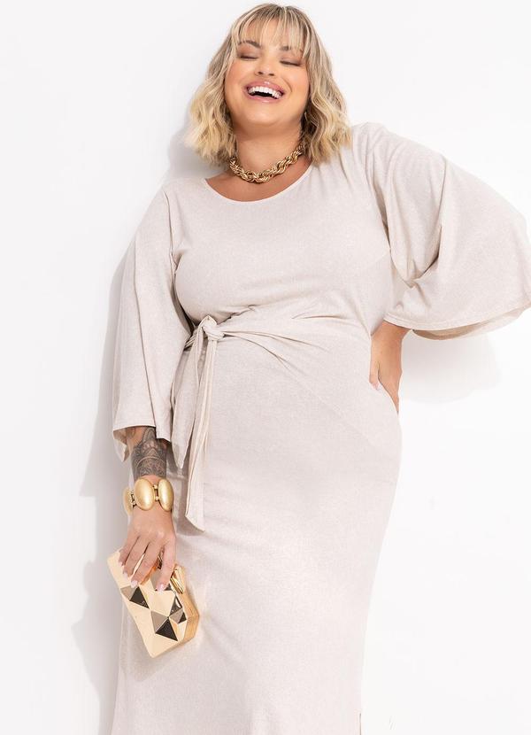 Quintess - Vestido Bege em Malha de Viscose 7