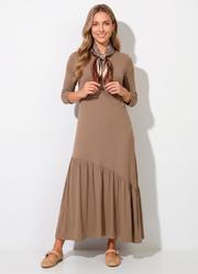 Vestido Bege em Malha de Viscose