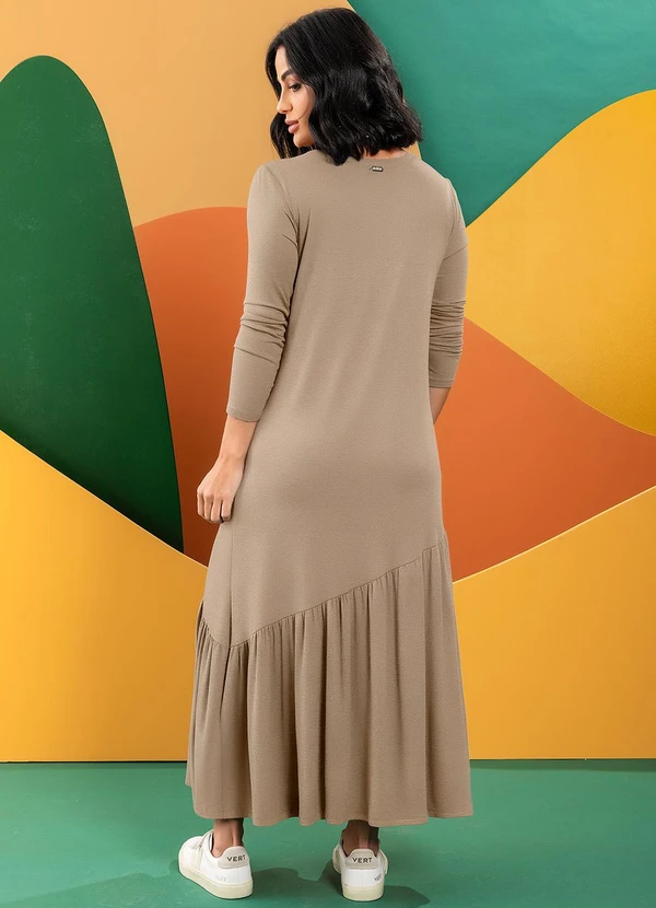 Quintess - Vestido Bege em Malha de Viscose 2