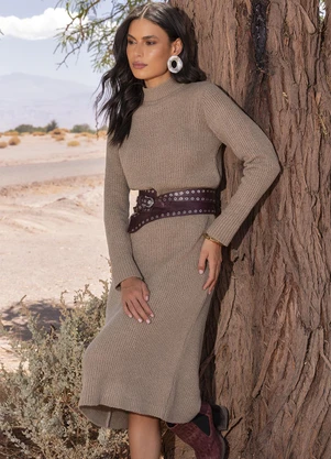 Vestido Bege em Tricô Quintess