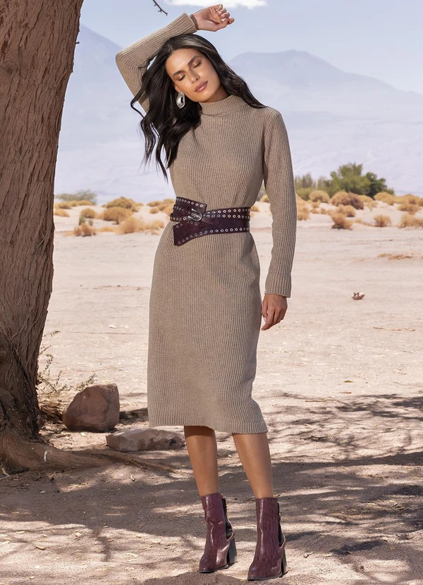 Quintess - Vestido Bege em Tricô 3