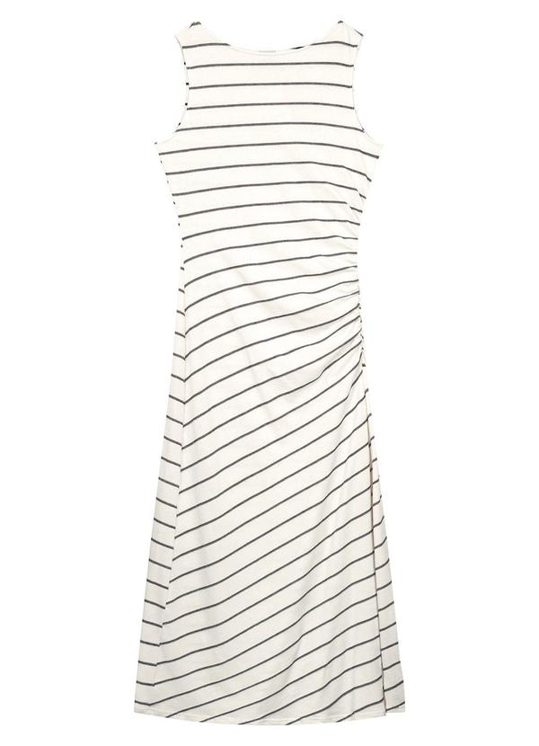 Malwee - Vestido Bege Mídi Listrado 2