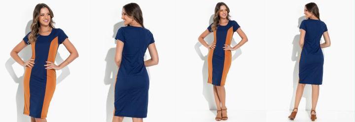 Vestido Bicolor com Recortes