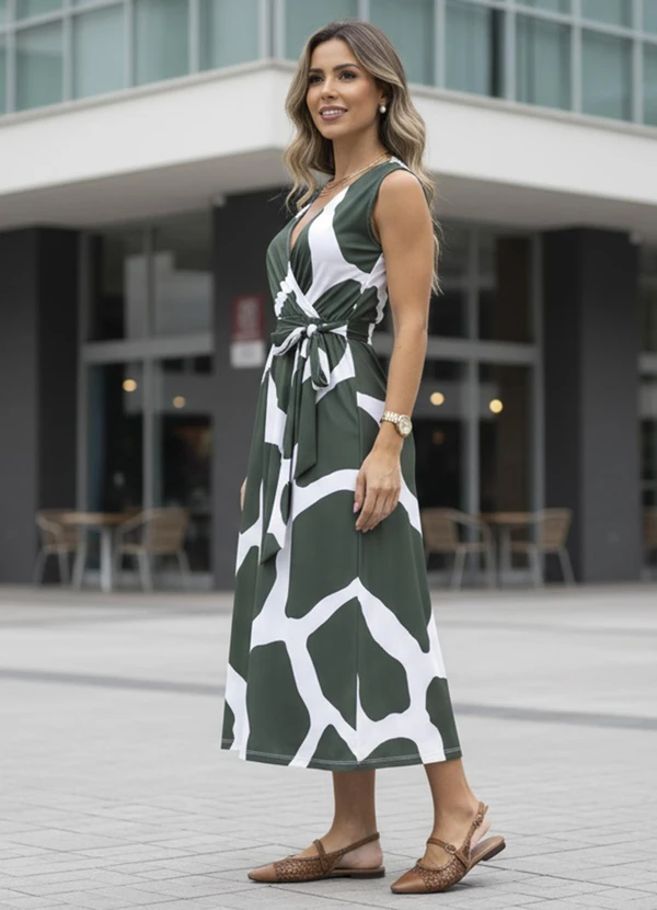 Vestido Bicolor em Malha Fria Quintess