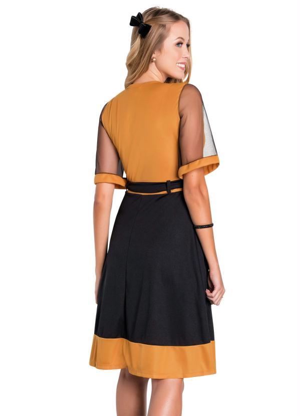 Rosalie - Vestido Bicolor Moda Evangélica com Tule 2