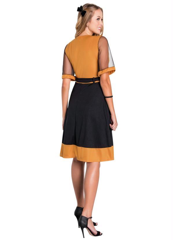 Rosalie - Vestido Bicolor Moda Evangélica com Tule 4