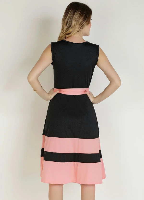 Rosalie - Vestido Bicolor Salmão com Faixa 2