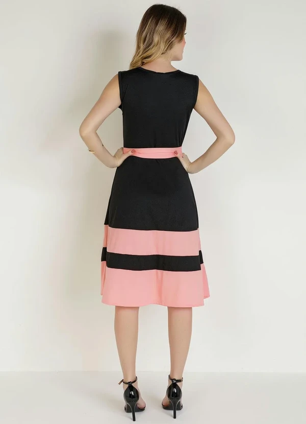 Rosalie - Vestido Bicolor Salmão com Faixa 4