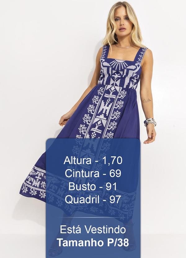 Farm - Vestido Bordado Laço Costas Azul 6