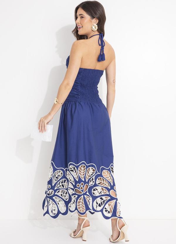Farm - Vestido Bordado Richilieu Floral Tati Azul 2