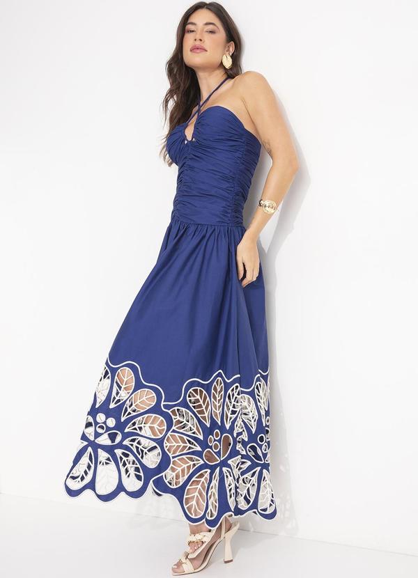 Farm - Vestido Bordado Richilieu Floral Tati Azul 6