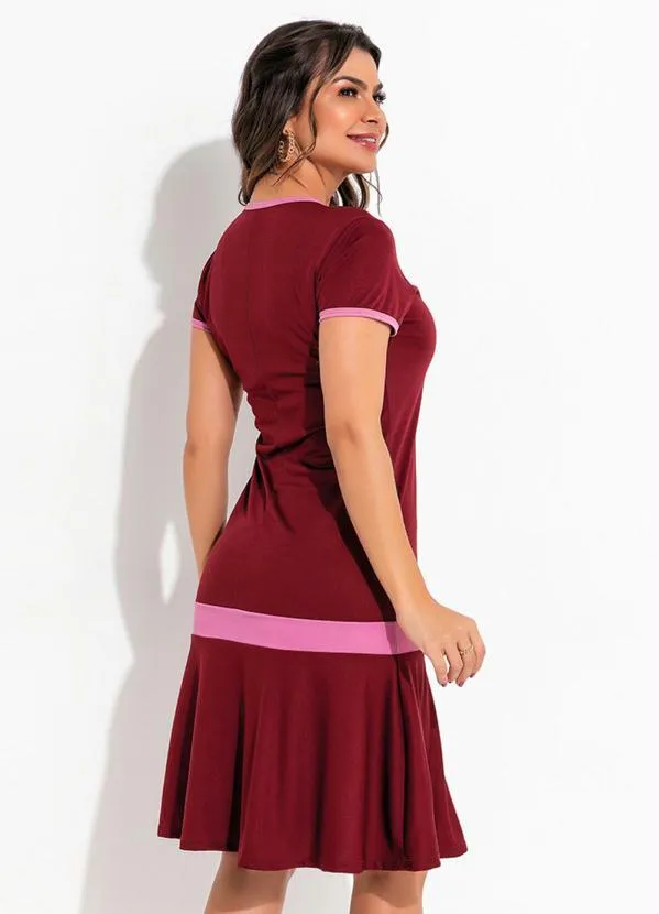 Queima Estoque - Vestido Bordô com Babado Moda Evangélica 2