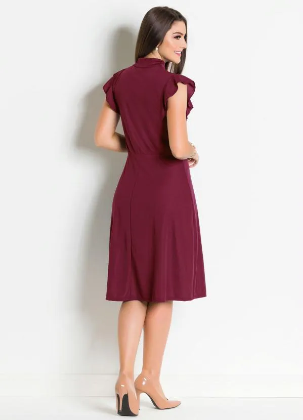 Rosalie - Vestido Bordô com Gola Laço 5