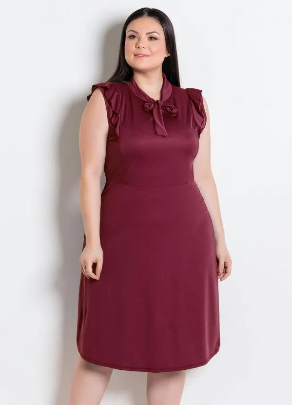 Rosalie - Vestido Bordô com Gola Laço 6