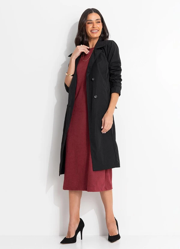 Quintess - Vestido Bordô em Malha Suede Encorpada 3