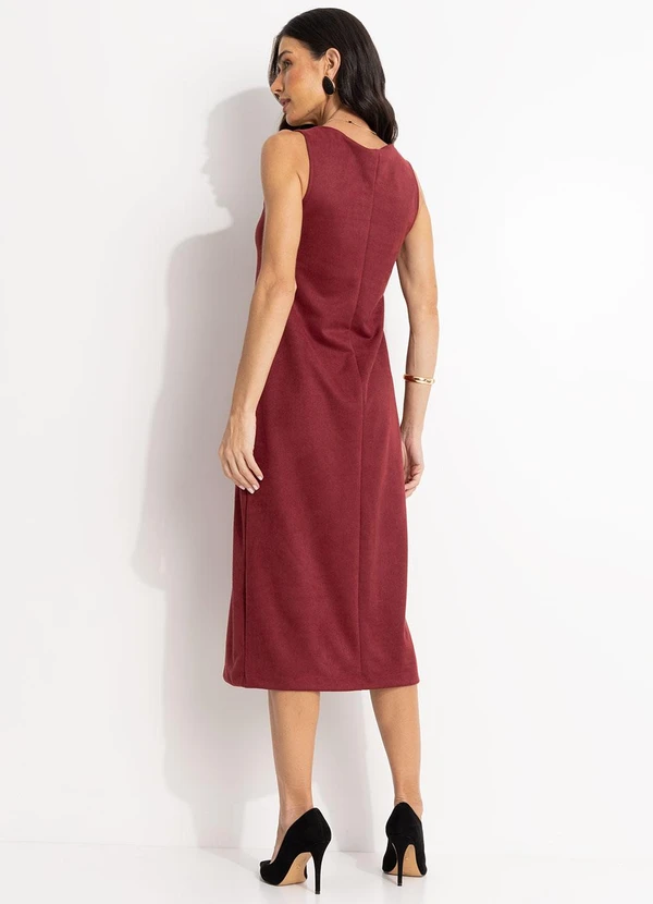 Quintess - Vestido Bordô em Malha Suede Encorpada 6