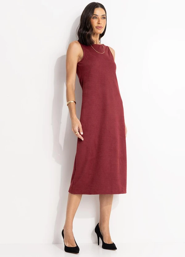 Quintess - Vestido Bordô em Malha Suede Encorpada 7