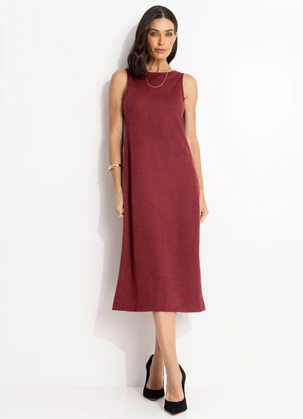 Quintess - Vestido Bordô em Malha Suede Encorpada 8