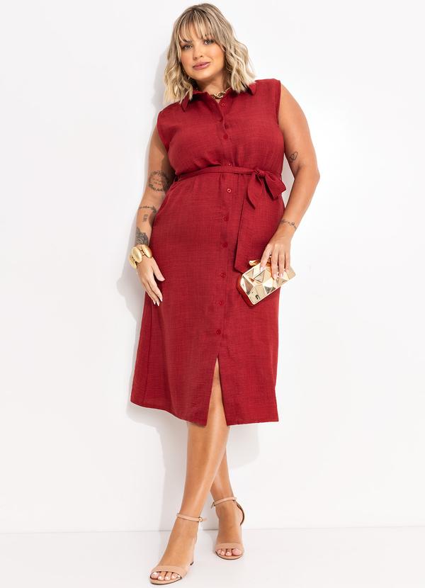 Quintess - Vestido Bordô em Tecido Texturizado 3