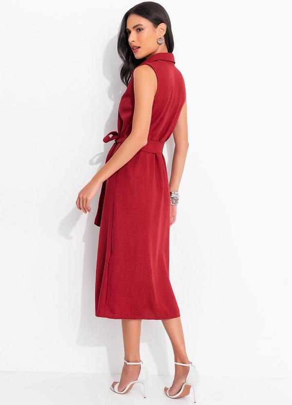 Quintess - Vestido Bordô em Tecido Texturizado 11