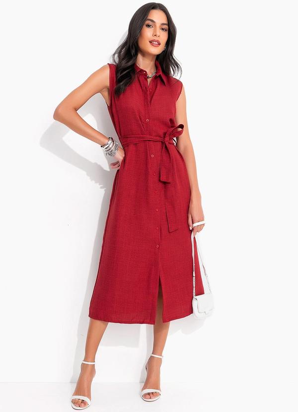 Quintess - Vestido Bordô em Tecido Texturizado 10