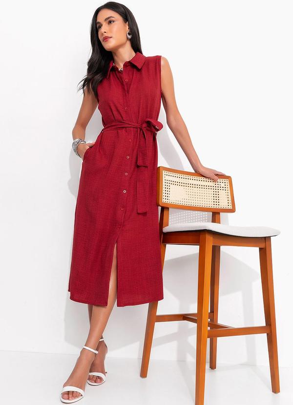 Quintess - Vestido Bordô em Tecido Texturizado 9