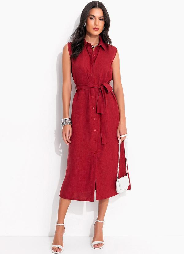 Quintess - Vestido Bordô em Tecido Texturizado 8