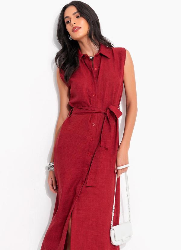 Quintess - Vestido Bordô em Tecido Texturizado 7