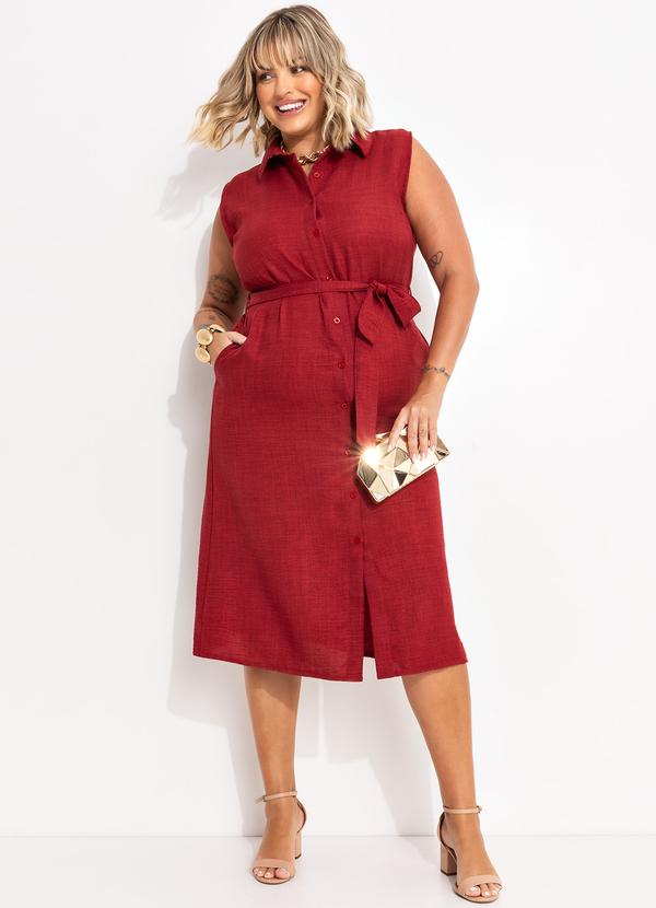 Quintess - Vestido Bordô em Tecido Texturizado 5