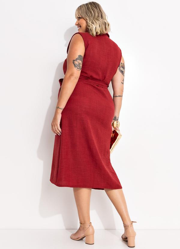 Quintess - Vestido Bordô em Tecido Texturizado 4