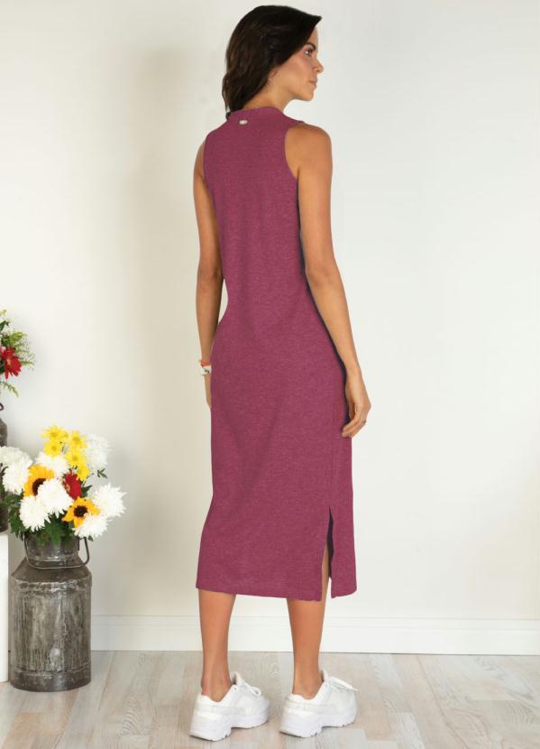 Quintess - Vestido Bordô Midi com Fendas Laterais 2