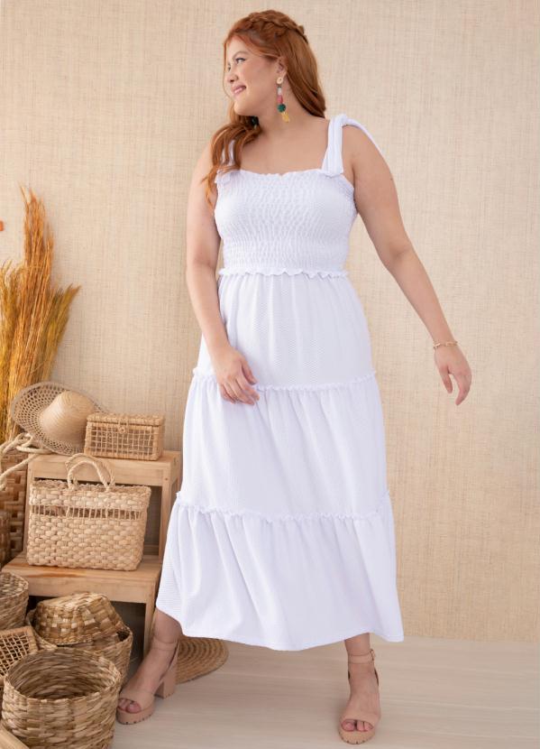 Quintess - Vestido Branco com Babados e Alças para Amarrar 5