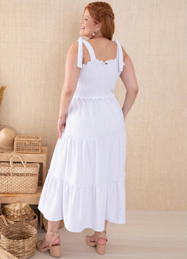 Quintess - Vestido Branco com Babados e Alças para Amarrar 6