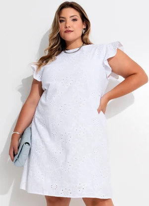Quintess - Vestido Branco em Tecido Laise - QUINTESS
