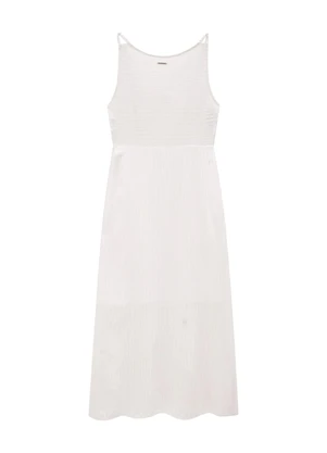 Enfim - Vestido Branco Mídi Assimétrico com Lurex - ENFIM