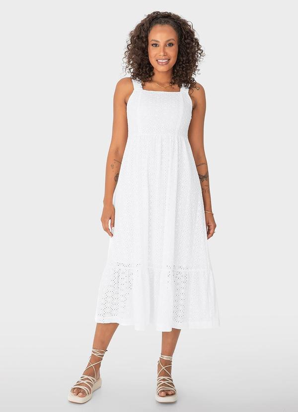 Malwee - Vestido Branco Midi Evasê em Laíse