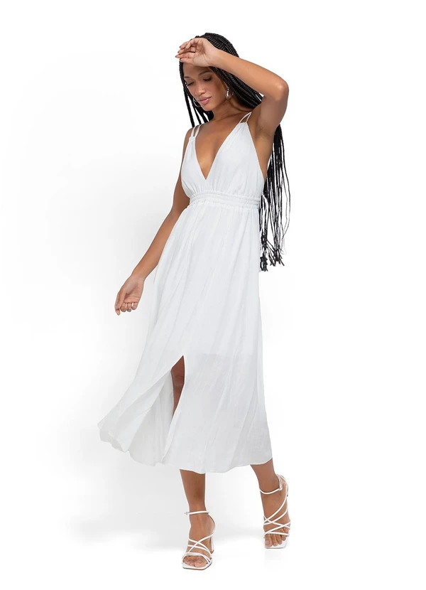 Enfim - Vestido Branco Mídi Evasê 2