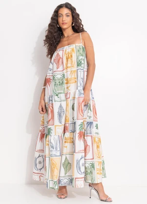 Farm - Vestido Brasil Vintage Bege - FARM