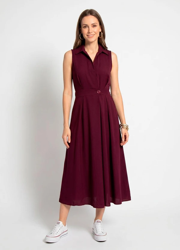 Quintess - Vestido Burgundy em Alfaiataria