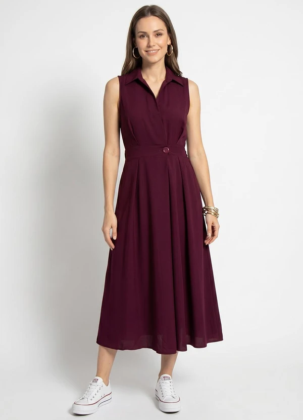 Quintess - Vestido Burgundy em Alfaiataria